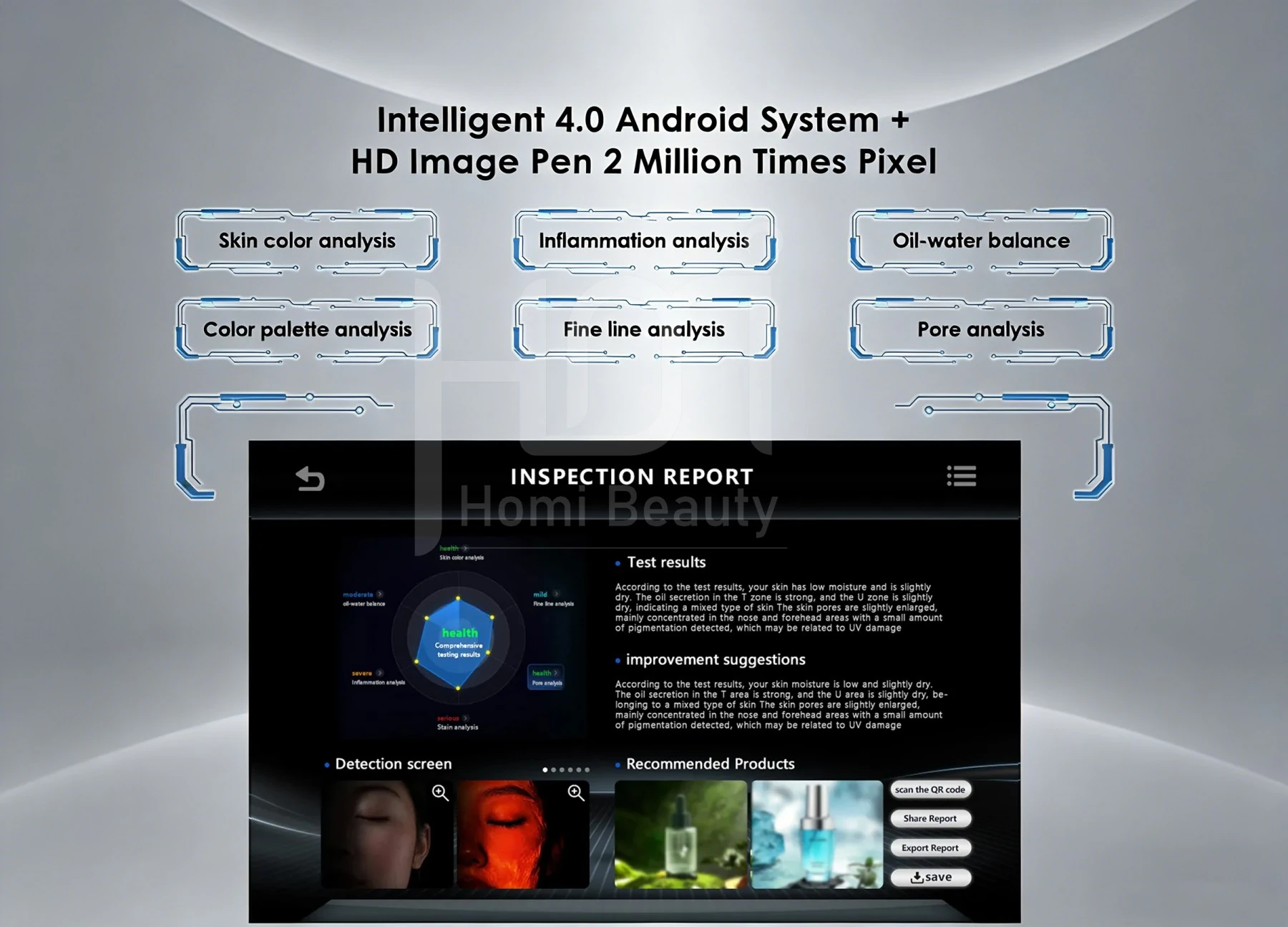 ai intelligence skin analysis hydration bubble facial care beauty machine