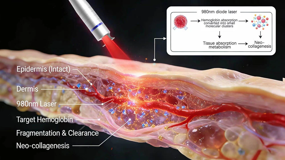 980nm diode laser treatment mechanism and collagen regeneration