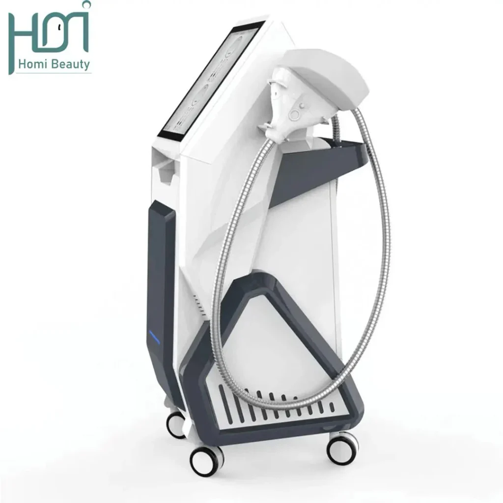 cryolipolysis slimming device 360°c cooling tech, vertical salon slimming machine on white background